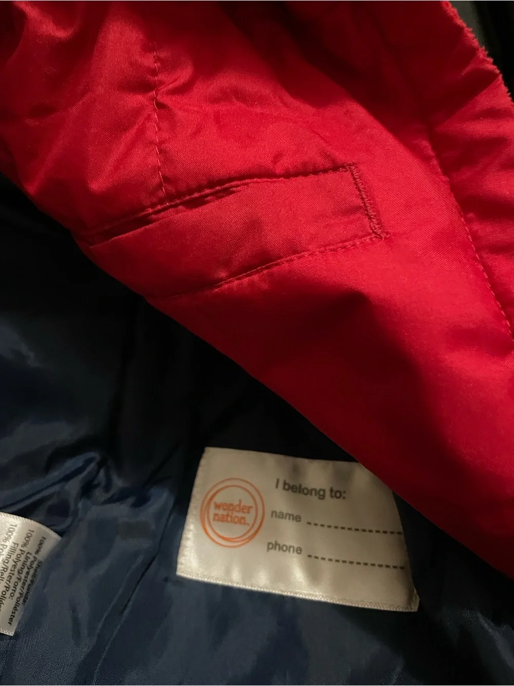 Wonder Nation 3 in 1 Navy Jacket with Red Quilted zip out Vest Toddler boy SZ 3T
